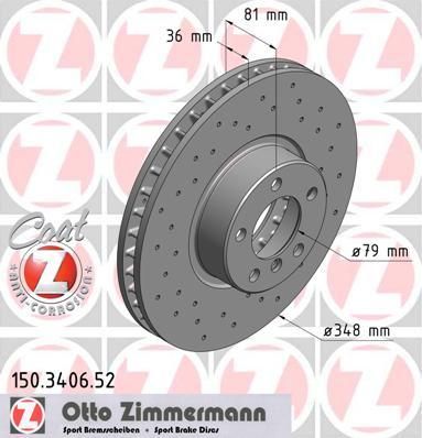 Zimmermann 150.3406.52 тормозной диск на 7 (E65, E66, E67)