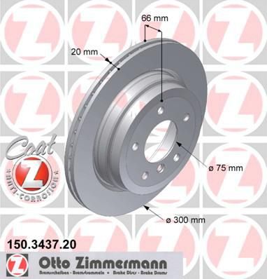 ZIMMERMANN ДИСК ТОРМ 1ER (E87) 130I 3ER (E90) 325XI/(E91) 320I-325XI 05/07->> (150343720)