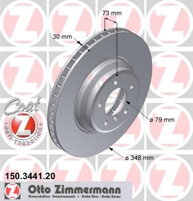 Zimmermann 150.3441.20 тормозной диск на 3 кабрио (E93)