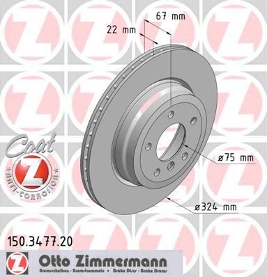 ZIMMERMANN ДИСК ТОРМ 1 E87/E81 3 E92/E93 R 05/10->> (150347720)