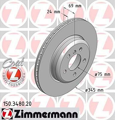 Zimmermann 150.3480.20 тормозной диск на 5 (F10, F18)