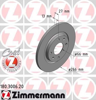 Zimmermann 180.3006.20 тормозной диск на PEUGEOT 301