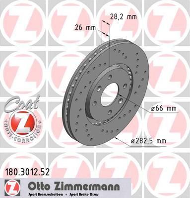 Zimmermann 180.3012.52 тормозной диск на PEUGEOT 406 (8B)