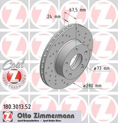 Zimmermann 180.3013.52 тормозной диск на PEUGEOT BOXER автобус (230P)