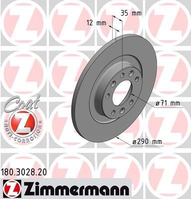 Zimmermann 180.3028.20 тормозной диск на PEUGEOT 308 SW II