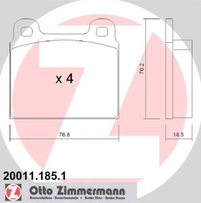 Zimmermann 20011.185.1 комплект тормозных колодок, дисковый тормоз на VW TRANSPORTER III фургон