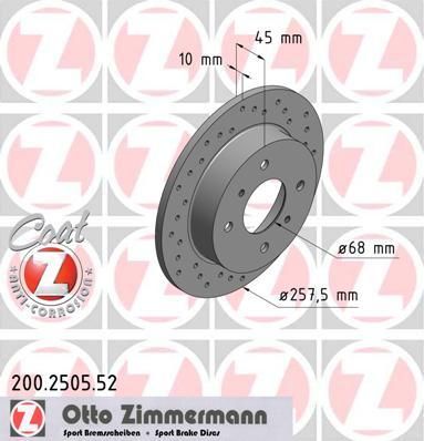 Zimmermann 200.2505.52 тормозной диск на NISSAN PRIMERA Traveller (WP11)