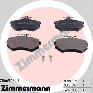 Zimmermann 20669.160.1 комплект тормозных колодок, дисковый тормоз на AUDI 80 (81, 85, B2)