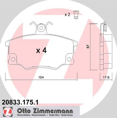 Zimmermann 20833.175.1 комплект тормозных колодок, дисковый тормоз на ALFA ROMEO 146 (930)