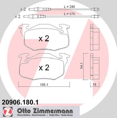 Zimmermann 20906.180.1 комплект тормозных колодок, дисковый тормоз на PEUGEOT 106 I (1A, 1C)