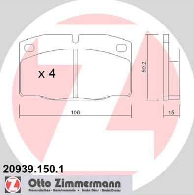 ZIMMERMANN Комплект тормозных колодок, диско (20939.150.1)