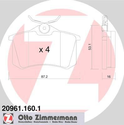 ZIMMERMANN КОЛОДКИ ТОРМ AUDI A4 2,0/2,4/3,0/2,5TDI [LUCAS] ЗАД 9/01-> (20961.160.1)