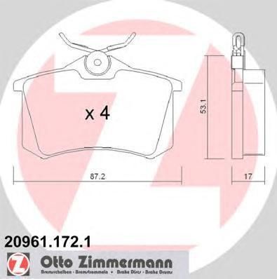 ZIMMERMANN Комплект тормозных колодок, диско (20961.172.1)