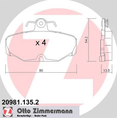 Zimmermann 20981.135.2 комплект тормозных колодок, дисковый тормоз на FORD SCORPIO I (GAE, GGE)