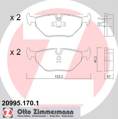 ZIMMERMANN ТОРМОЗНЫЕ КОЛОДКИ ЗАД 3 (Е30,Е36), 5 (E34), 7(E32) (20995.170.1)