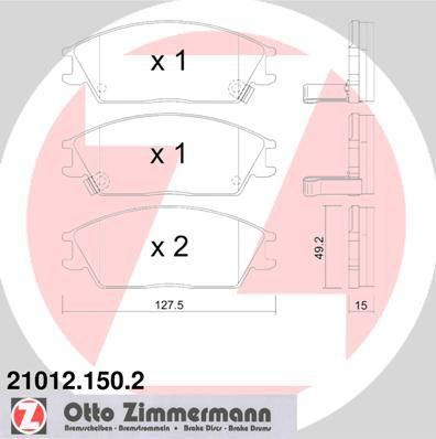 Zimmermann 21012.150.2 комплект тормозных колодок, дисковый тормоз на HYUNDAI ACCENT II седан (LC)