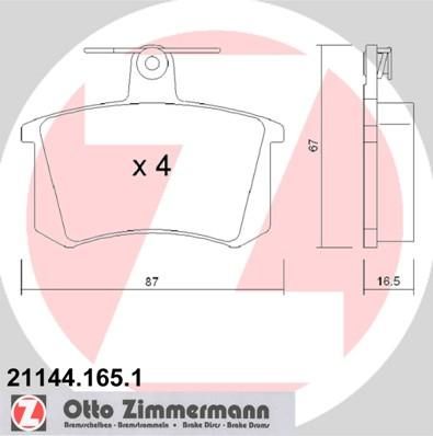 Zimmermann 21144.165.1 комплект тормозных колодок, дисковый тормоз на AUDI 100 (4A, C4)