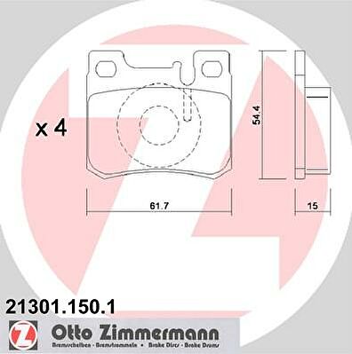 ZIMMERMANN КОЛОДКИ ТОРМ MER W202 +ASR/+ETS/124 +ASR ЗАД 2-Е НАПРАВЛ (21301.150.1)