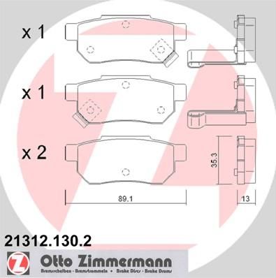 Zimmermann 21312.130.2 комплект тормозных колодок, дисковый тормоз на HONDA CONCERTO (HW, MA)