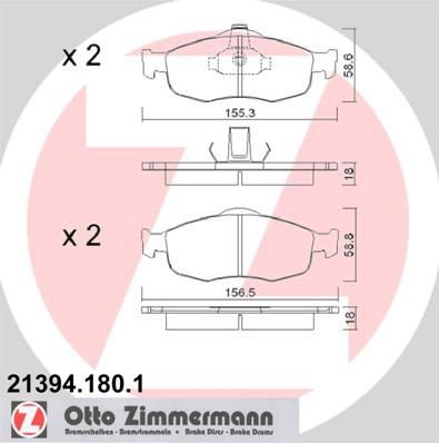 Zimmermann 21394.180.1 комплект тормозных колодок, дисковый тормоз на FORD SCORPIO I (GAE, GGE)