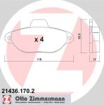 Zimmermann 21436.170.2 комплект тормозных колодок, дисковый тормоз на FIAT SEICENTO / 600 (187)