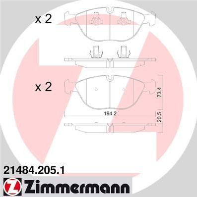 Zimmermann 21484.205.1 комплект тормозных колодок, дисковый тормоз на VW GOLF IV (1J1)