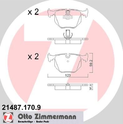 Zimmermann 21487.170.9 комплект тормозных колодок, дисковый тормоз на Z4 (E85)