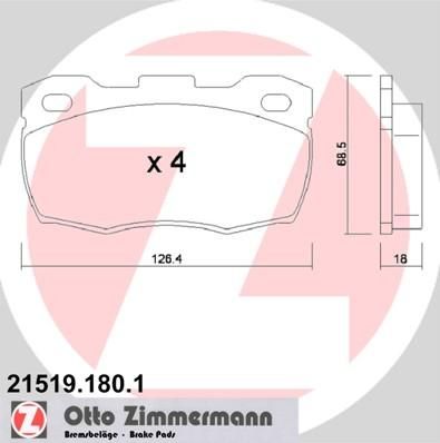 Zimmermann 21519.180.1 комплект тормозных колодок, дисковый тормоз на LAND ROVER DEFENDER Station Wagon (LD)