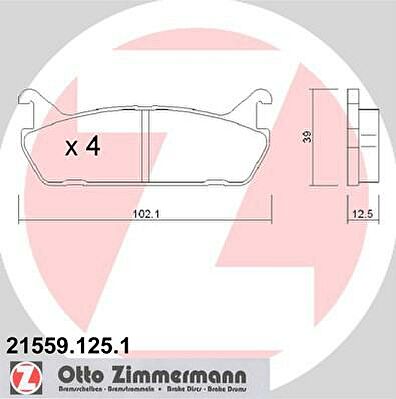 Zimmermann 21559.125.1 комплект тормозных колодок, дисковый тормоз на DAIHATSU APPLAUSE II (A101)