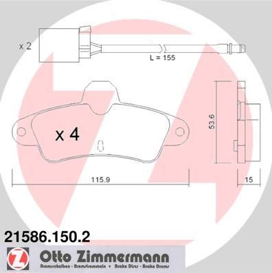 Zimmermann 21586.150.2 комплект тормозных колодок, дисковый тормоз на FORD MONDEO I седан (GBP)