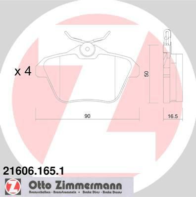 Zimmermann 21606.165.1 комплект тормозных колодок, дисковый тормоз на ALFA ROMEO 156 (932)