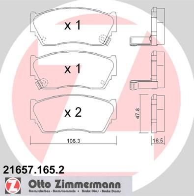 Zimmermann 21657.165.2 комплект тормозных колодок, дисковый тормоз на NISSAN SUNNY III Liftback (N14)