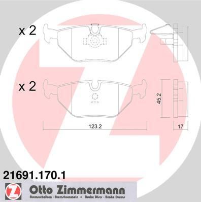 ZIMMERMANN ТОРМ. КОЛОДКИ (E39) ЗАД. (WVA 21691) (21691.170.1)