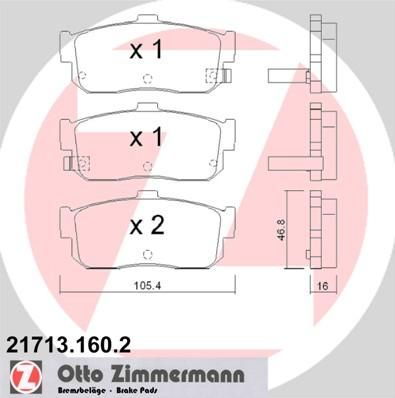 ZIMMERMANN Комплект тормозных колодок, диско (21713.160.2)