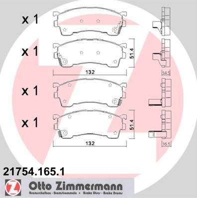 Zimmermann 21754.165.1 комплект тормозных колодок, дисковый тормоз на MAZDA 626 IV Hatchback (GE)