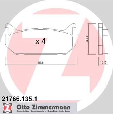 ZIMMERMANN Комплект тормозных колодок, диско (21766.135.1)