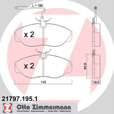 Zimmermann 21797.195.1 комплект тормозных колодок, дисковый тормоз на PEUGEOT BOXER автобус (230P)