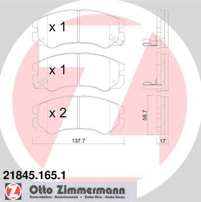 Zimmermann 21845.165.1 комплект тормозных колодок, дисковый тормоз на OPEL FRONTERA B (6B_)