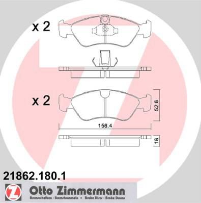 Zimmermann 21862.180.1 комплект тормозных колодок, дисковый тормоз на OPEL VECTRA B универсал (31_)