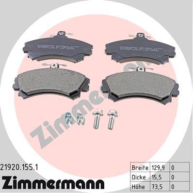 Zimmermann 21920.155.1 комплект тормозных колодок, дисковый тормоз на VOLVO V40 универсал (VW)