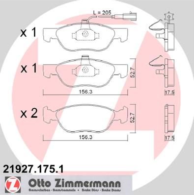 Zimmermann 21927.175.1 комплект тормозных колодок, дисковый тормоз на FIAT MAREA Weekend (185)