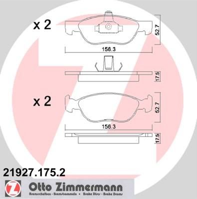 ZIMMERMANN Комплект тормозных колодок, диско (21927.175.2)