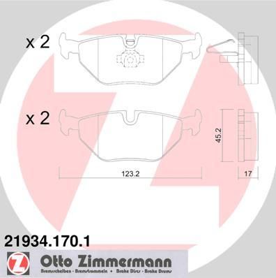 ZIMMERMANN Комплект тормозных колодок, диско (21934.170.1)