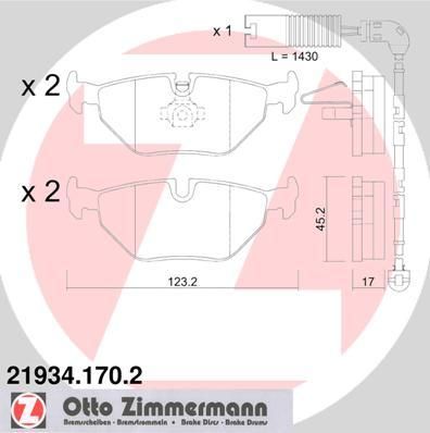 Zimmermann 21934.170.2 комплект тормозных колодок, дисковый тормоз на 3 кабрио (E46)