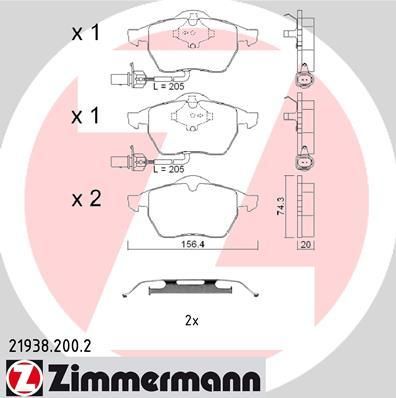 Zimmermann 21938.200.2 комплект тормозных колодок, дисковый тормоз на AUDI A6 Avant (4B5, C5)