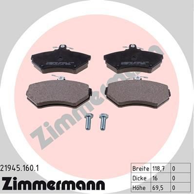Zimmermann 21945.160.1 комплект тормозных колодок, дисковый тормоз на VW POLO Variant (6KV5)