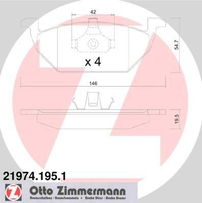 Zimmermann 21974.195.1 комплект тормозных колодок, дисковый тормоз на SKODA OCTAVIA (1U2)