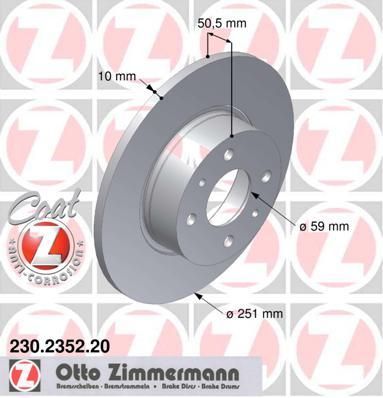Zimmermann 230.2352.20 тормозной диск на FIAT STILO (192)