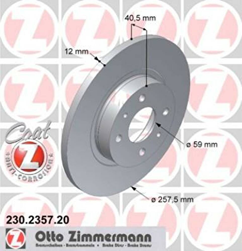 Zimmermann 230.2357.20 тормозной диск на FIAT BRAVA (182)