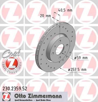 Zimmermann 230.2359.52 тормозной диск на FIAT MAREA Weekend (185)